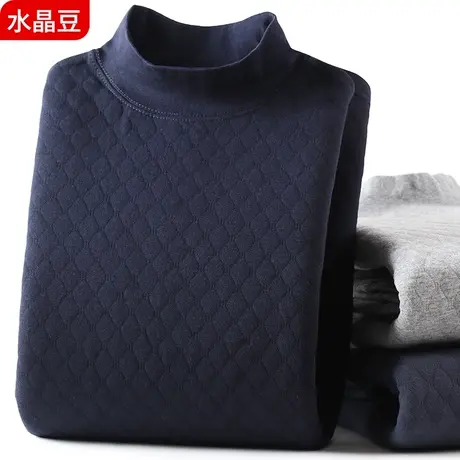 中老年秋衣老人男三层夹棉加厚上衣单件全棉毛衫保暖内衣套装纯棉图片