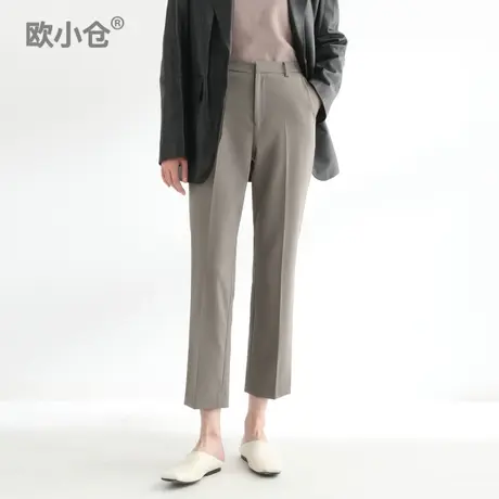 OXC/欧小仓精纺羊毛直筒西装裤女春秋职业九分烟管裤轻薄毛呢裤子商品大图