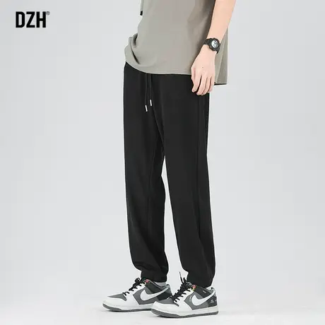 男士黑色裤子男款秋季美式高街休闲运动裤束脚垂感男裤2024新款潮图片