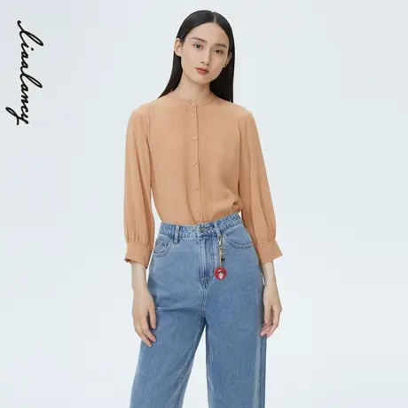 LANCY/俪雅商场同款手工包扣长款衬衫女休闲商场发货奥莱图片