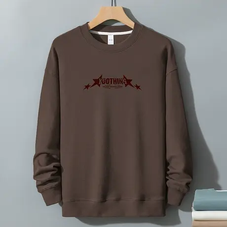 350g重磅美式卫衣男秋冬季长袖t恤日系潮流宽松圆领套头无帽上衣商品大图