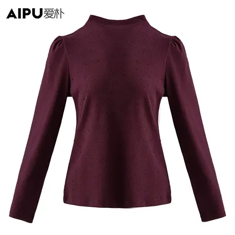爱朴大码女装冬新款胖mm打底时尚半高领显瘦长袖休闲打底上衣内搭图片
