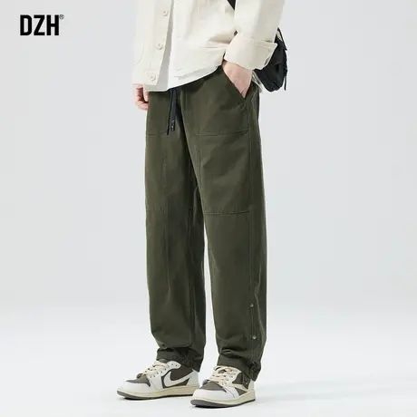 男生军绿色纯棉工装裤男春秋潮牌休闲裤子直筒宽松2024新款伐木裤商品大图