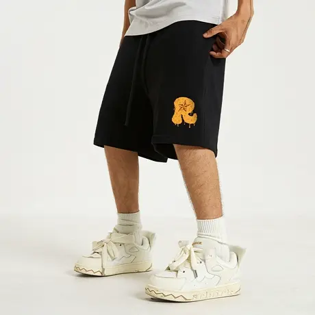 国潮潮流370g重磅字母短裤潮牌 男潮休闲宽松裤子五分裤男款卫裤商品大图