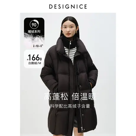 迪赛尼斯鹅绒泡芙面包服外套秋冬宽松黑色加厚中长款羽绒服女图片