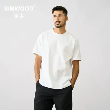 Simwood简木男装【超宽松版】280g sorona 印花休闲圆领短袖T恤男商品大图