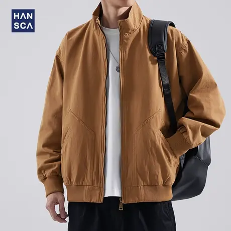 hansca秋季飞行员夹克男士春秋款美式工装复古休闲外套宽松上衣潮商品大图