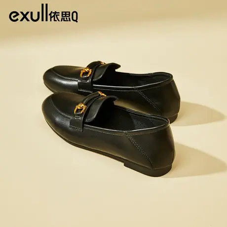 依思q平底单鞋女2024新款春秋一脚蹬懒人鞋舒适轻便乐福鞋豆豆鞋图片