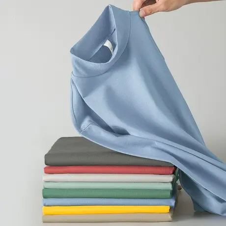 纯棉长袖t恤男潮流半高领秋季小衫纯色内搭打底衫全棉中领秋衣服商品大图