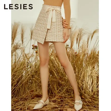 蓝色倾情秋冬季女装新款 小香花纱裙裤设计缎带冬饰短裤直筒裤女商品大图