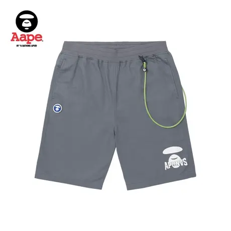 Aape旗舰店男装春夏猿颜字母印花装饰裤链休闲短裤6965XXK商品大图