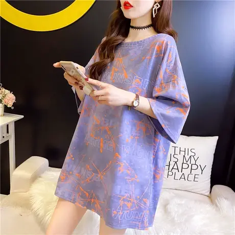 短袖T恤圆领女宽松2023年夏装新款半袖网红ins超火原宿风港风上衣商品大图