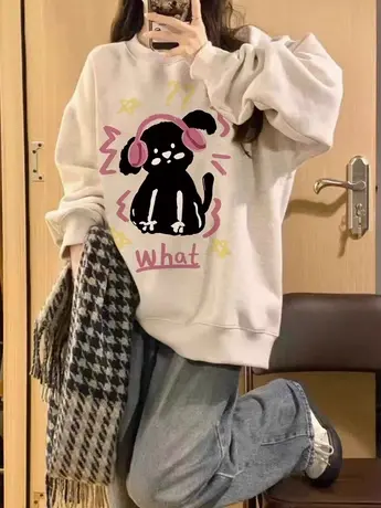 美式复古设计感卫衣女2023新款爆款春秋薄款宽松早秋上衣oversize商品大图