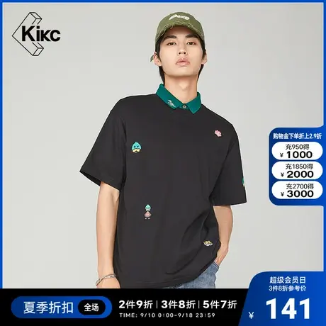 kikc短袖t恤2022夏新款商场同款男宽松刺绣圆领潮流时尚休闲上衣图片