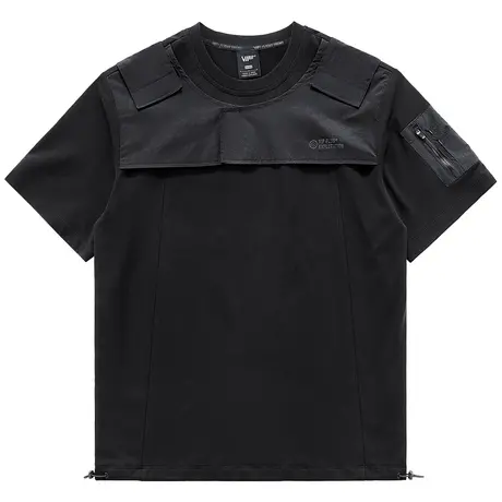 VIP机能短袖t恤男士夏季纯棉半袖体恤小众设计感拼接假两件上衣潮图片