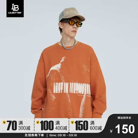 Lilbetter男士新款圆领卫衣宽松长袖潮牌秋冬衣服加绒美式上衣LB商品大图