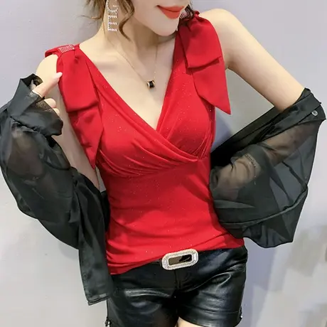 性感V领吊带背心女外穿夏季洋气显瘦无袖上衣内搭配西装打底T恤潮图片