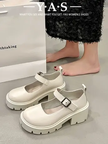 粗跟厚底萝莉制服玛丽珍鞋单鞋女2024春季新款百搭英伦复古小皮鞋商品大图