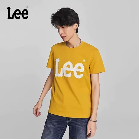 Lee商场同款标准版圆领大Logo印花黄色男短袖T恤休闲LMT0065673RX图片