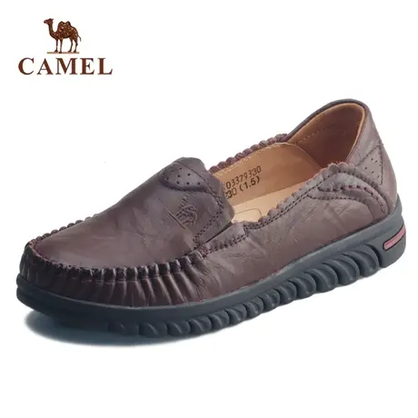 Camel/骆驼女鞋 2020秋季新款简约休闲单鞋套脚软底皮鞋妈妈鞋330图片