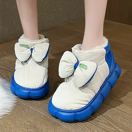 女款雪地靴冬季女鞋外穿可爱防水加厚增高厚底棉鞋短筒保暖加绒鞋商品大图
