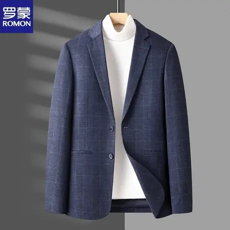 罗蒙男士秋冬新款时尚单件格子小西装外套休闲时尚中青年便服单西图片