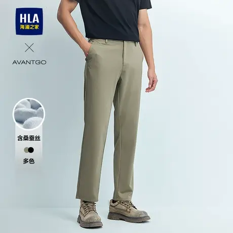 HLA/海澜之家轻商务经典系列休闲裤25春秋新微弹含桑蚕丝稍薄裤男图片