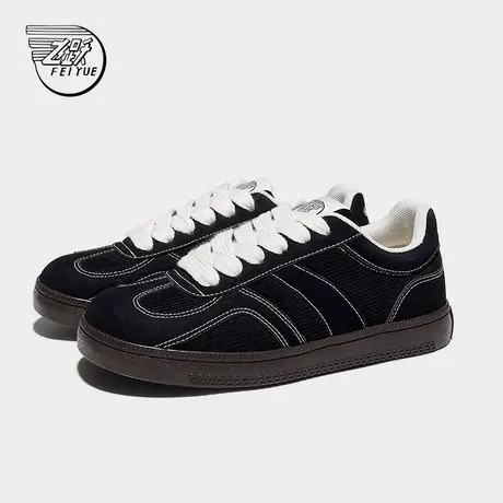 feiyue/飞跃德训鞋女鞋2024秋冬新款低帮黑色休闲鞋通勤百搭板鞋商品大图