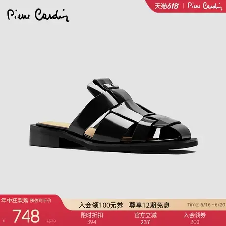 Pierre Cardin/皮尔卡丹25女鞋哑光开边珠罗马鞋头女士凉拖图片