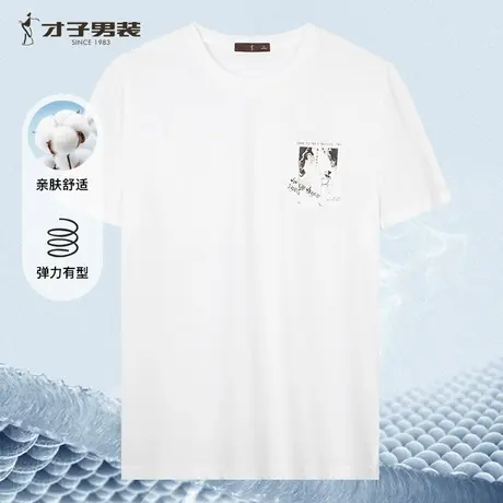 才子国潮山水画印花T恤图片