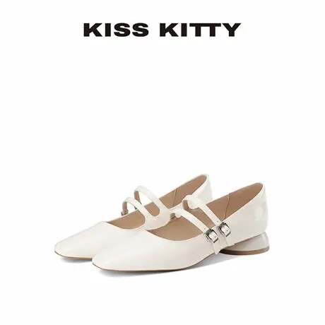 KISSKITTY法式玛丽珍鞋女2025夏季新款粗跟单鞋女鞋小皮鞋配裙子图片