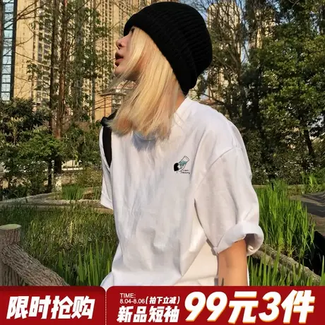 超火ins风高级感宽松白色短袖t恤女2025夏季新款打底衫半袖上衣潮商品大图