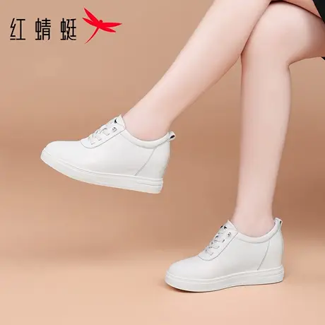 红蜻蜓女鞋春秋新款白色鞋子内增高平底休闲板鞋女百搭小白鞋单鞋商品大图
