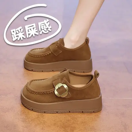 厚底勃肯鞋女2025新款春秋复古英伦风乐福鞋一脚蹬懒人单鞋子商品大图