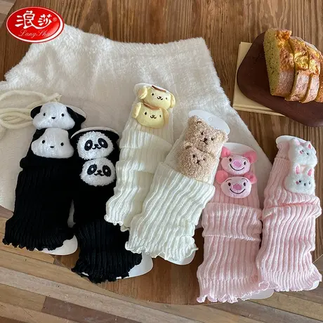 女童袜套秋冬季加厚针织小腿堆堆袜儿童韩版可爱卡通保暖长筒袜冬图片