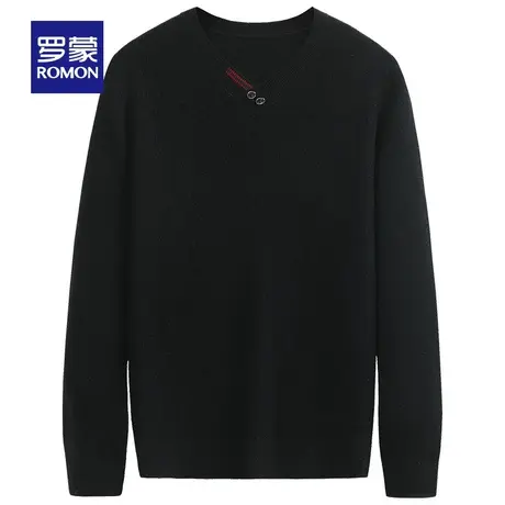 【断码清仓】罗蒙时尚V领针织羊毛衫男秋季休闲中青年纯羊毛线衣图片