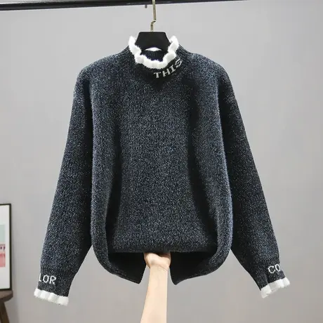 5277爆款高领女士毛衣新款宽松慵懒风冬季加厚内搭水貂绒女上衣图片