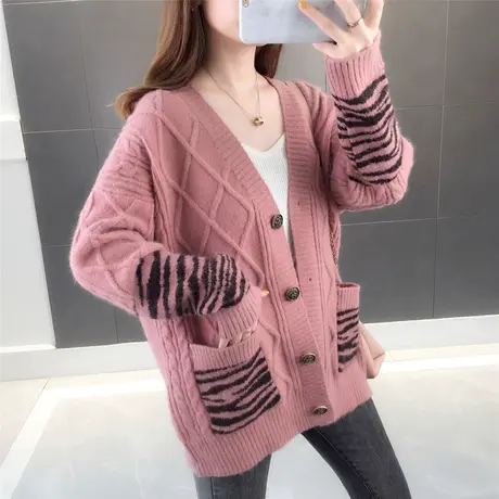 韩版春秋季新款潮很仙的毛衣开衫百搭慵懒风针织外套女装宽松商品大图