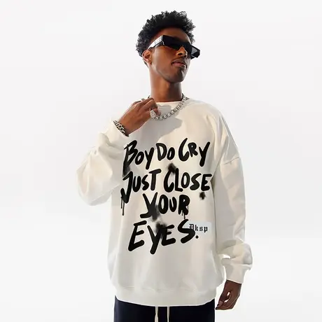 Nuthink美式潮流保暖字母圆领卫衣潮牌男大码宽松打底衫春季上衣商品大图