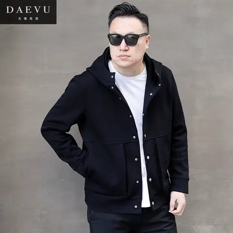 春新款工装大号潮胖加肥加大码男士短款连帽夹克外套商品大图