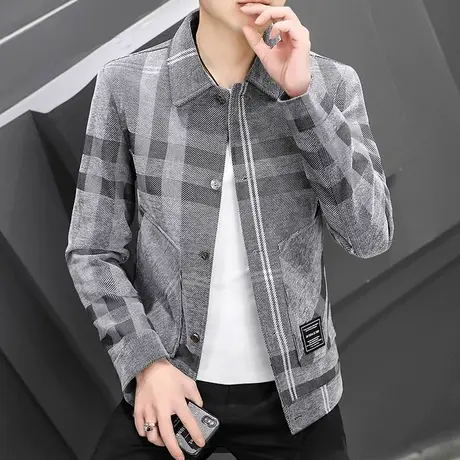 2023秋季新款男装夹克男士休闲外套潮牌翻领百搭工装夹克男上衣服商品大图