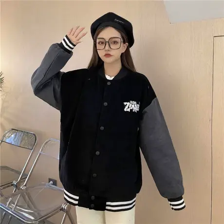 外套2021年新款女秋季韩版ins灯芯绒学生棒球服宽松bf长袖上衣潮图片
