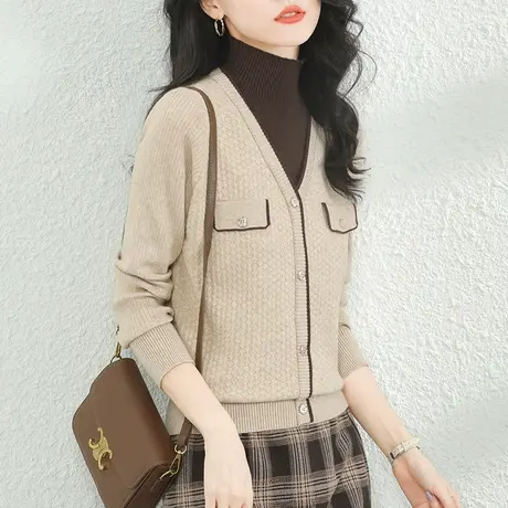 韩潮袭人半高领假两件套头毛衣女2023冬新款打底针织衫加厚图片