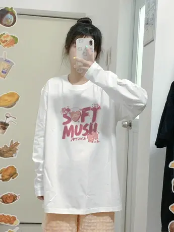 白色中长款内搭打底衫女2023新款小众设计感叠穿卫衣长袖t恤上衣图片