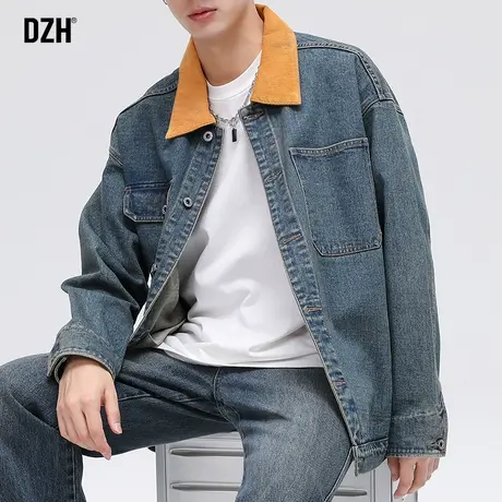 男士秋季牛仔外套男春秋款潮牌男装2023新款秋装牛仔衣褂子夹克男商品大图