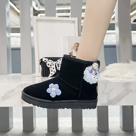 韩版冬季萌系卡通雪地靴女短筒学生短靴可爱超萌2023加厚靴子棉鞋图片