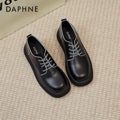 达芙妮女鞋2022春秋新款复古软底小皮鞋女英伦风百搭圆头厚底单鞋商品大图