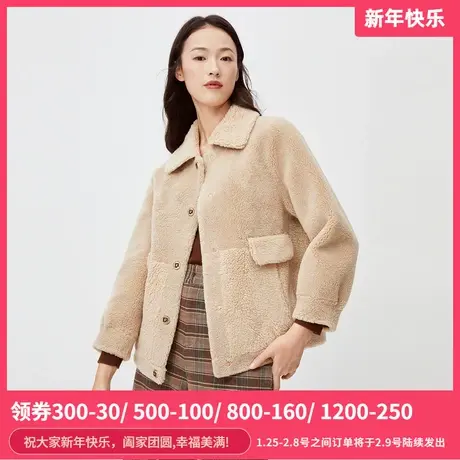 伊芙丽毛呢外套女秋冬装小个子单排扣长袖通勤短款宽松休闲短外套商品大图
