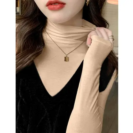 秋冬莫代尔半高领打底衫女内搭2023新款长袖t恤正肩上衣春季洋气图片