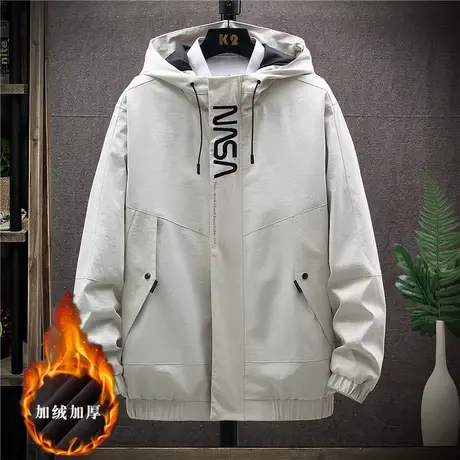 加绒加厚秋冬季男士立领夹克韩版修身潮流工装外套痞帅保暖上衣服商品大图